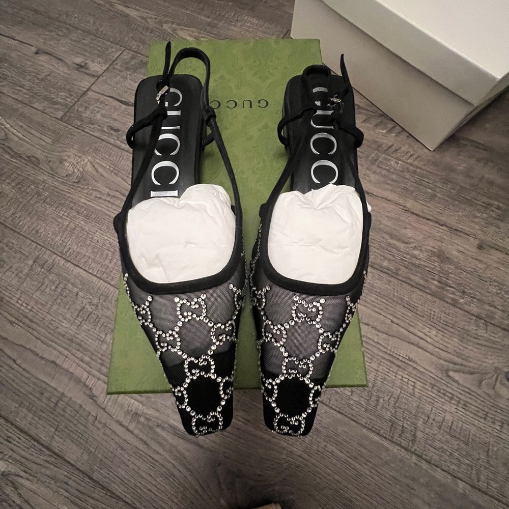 Gucci Crystal Women’s GG Slingback Ballet Flats
